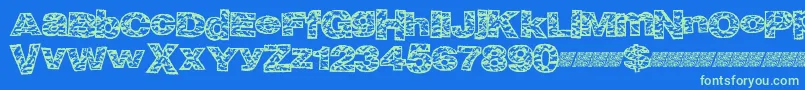 Bigcrump Font – Green Fonts on Blue Background