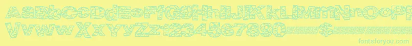 Bigcrump Font – Green Fonts on Yellow Background