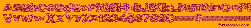 Bigcrump-Schriftart – Violette Schriften auf orangefarbenem Hintergrund