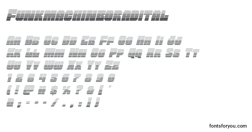 Schriftart Funkmachinegradital – Alphabet, Zahlen, spezielle Symbole