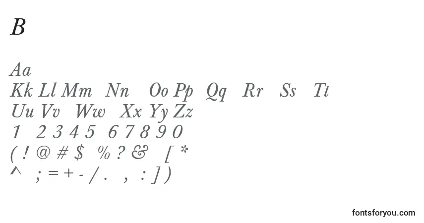Schriftart BaskervilleNormalItalic – Alphabet, Zahlen, spezielle Symbole