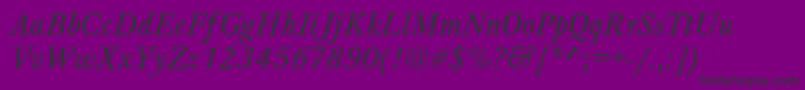 BaskervilleNormalItalic-Schriftart – Schwarze Schriften auf violettem Hintergrund