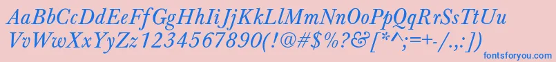 BaskervilleNormalItalic Font – Blue Fonts on Pink Background