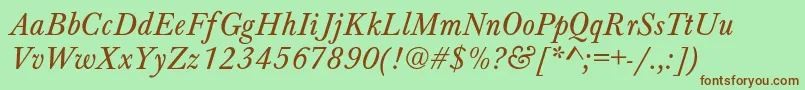 BaskervilleNormalItalic Font – Brown Fonts on Green Background