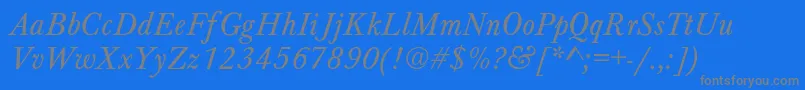 フォントBaskervilleNormalItalic – 青い背景に灰色の文字