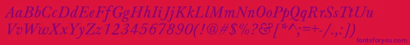 BaskervilleNormalItalic Font – Purple Fonts on Red Background