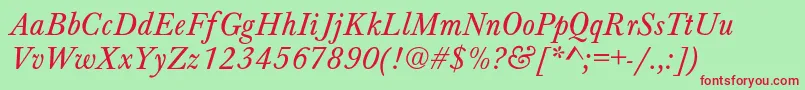 BaskervilleNormalItalic Font – Red Fonts on Green Background
