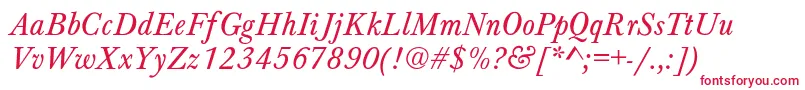 BaskervilleNormalItalic Font – Red Fonts on White Background