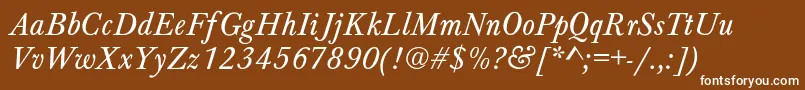 Шрифт BaskervilleNormalItalic – белые шрифты на коричневом фоне