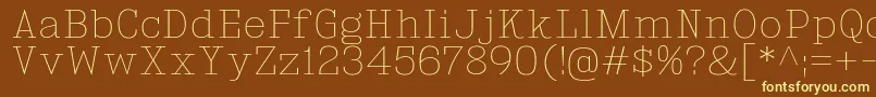 KingsbridgeUl-fontti – keltaiset fontit ruskealla taustalla