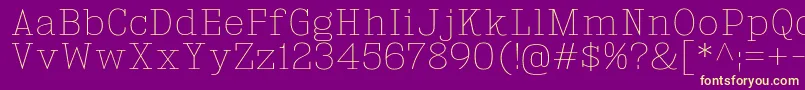 KingsbridgeUl-Schriftart – Gelbe Schriften auf violettem Hintergrund