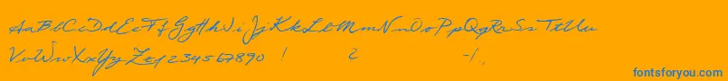 Scribble-Schriftart – Blaue Schriften auf orangefarbenem Hintergrund