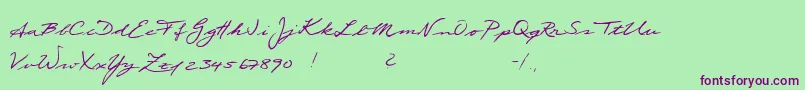 Scribble-Schriftart – Violette Schriften auf grünem Hintergrund