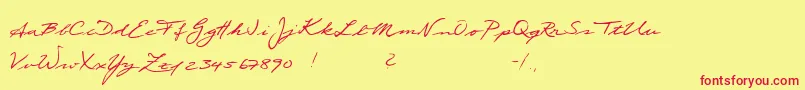 Scribble-Schriftart – Rote Schriften auf gelbem Hintergrund