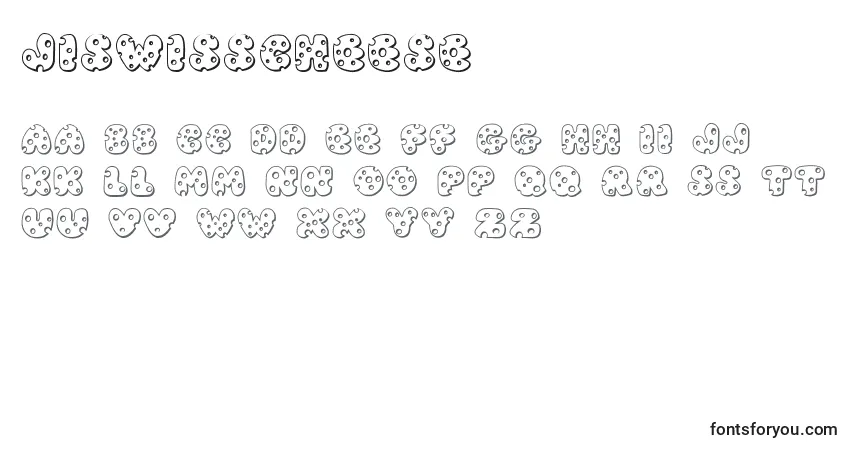 Schriftart JiSwissCheese – Alphabet, Zahlen, spezielle Symbole