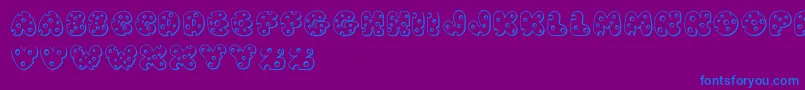 フォントJiSwissCheese – 紫色の背景に青い文字
