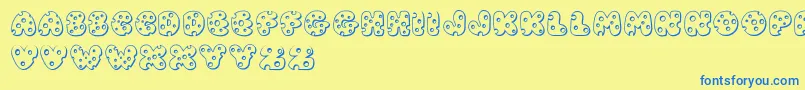 JiSwissCheese Font – Blue Fonts on Yellow Background