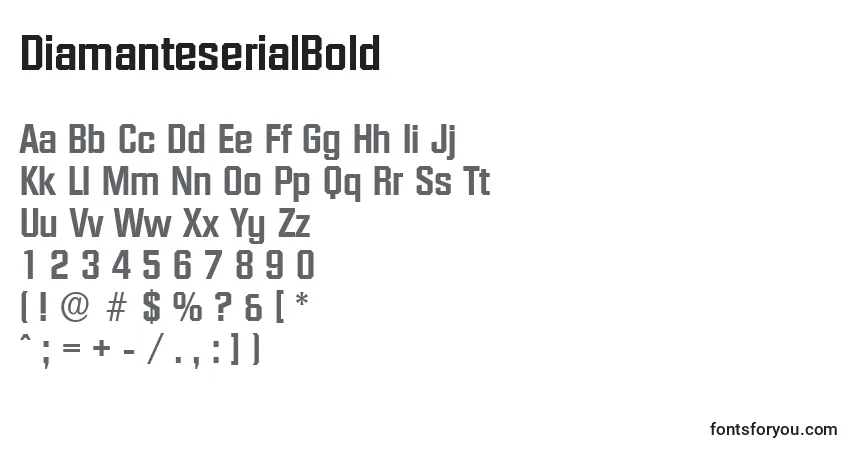 Schriftart DiamanteserialBold – Alphabet, Zahlen, spezielle Symbole