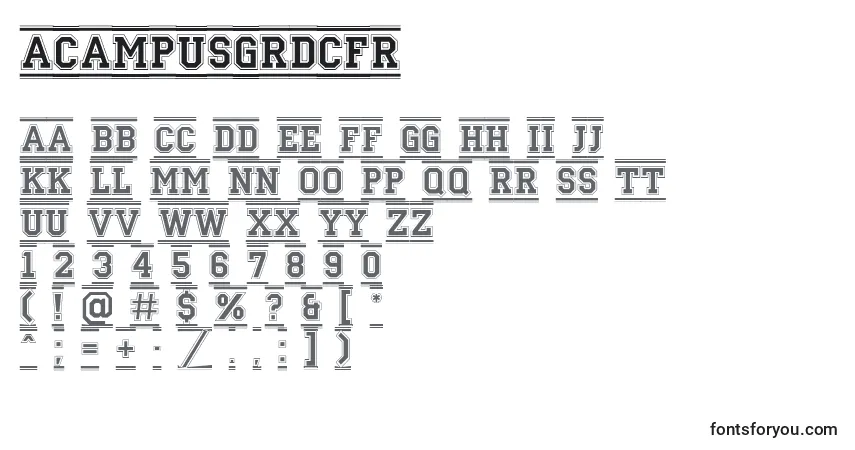 Шрифт ACampusgrdcfr – алфавит, цифры, специальные символы