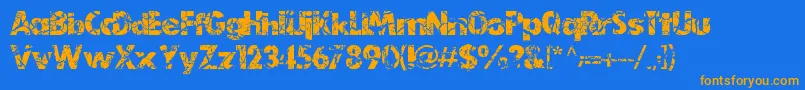 EarthDryLjDesignStudios-Schriftart – Orangefarbene Schriften auf blauem Hintergrund