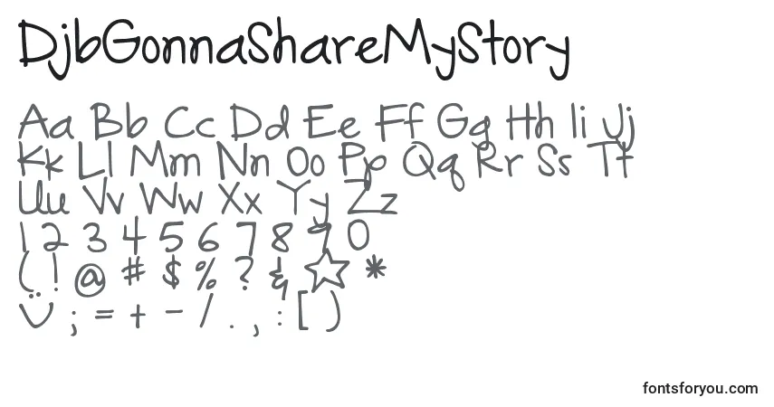 A fonte DjbGonnaShareMyStory – alfabeto, números, caracteres especiais