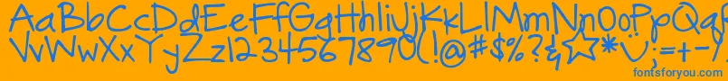 Czcionka DjbGonnaShareMyStory – niebieskie czcionki na pomarańczowym tle