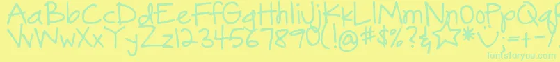 DjbGonnaShareMyStory-Schriftart – Grüne Schriften auf gelbem Hintergrund
