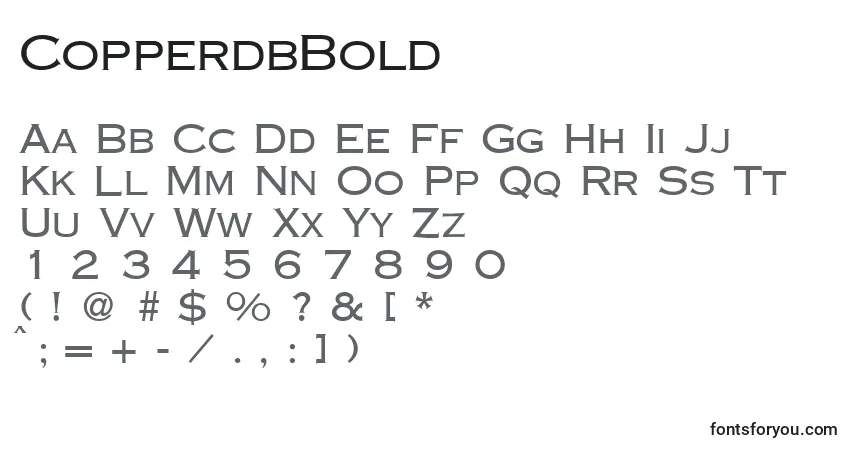 A fonte CopperdbBold – alfabeto, números, caracteres especiais
