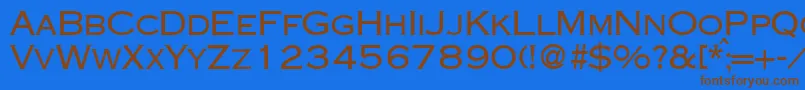 フォントCopperdbBold – 茶色の文字が青い背景にあります。