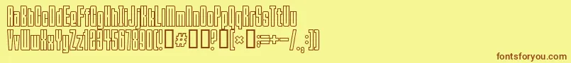 フォントSqueeze – 茶色の文字が黄色の背景にあります。