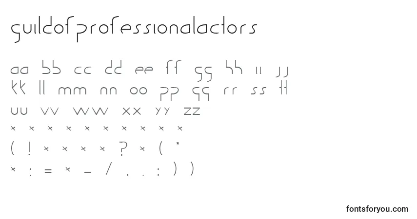 A fonte GuildOfProfessionalActors – alfabeto, números, caracteres especiais
