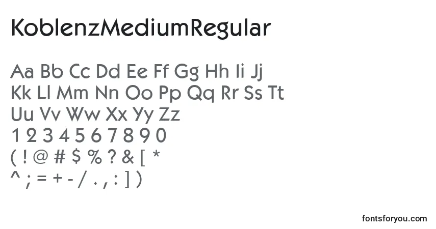 Шрифт KoblenzMediumRegular – алфавит, цифры, специальные символы