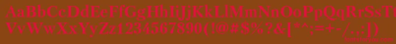 フォントPetersburgtttBold – 赤い文字が茶色の背景にあります。