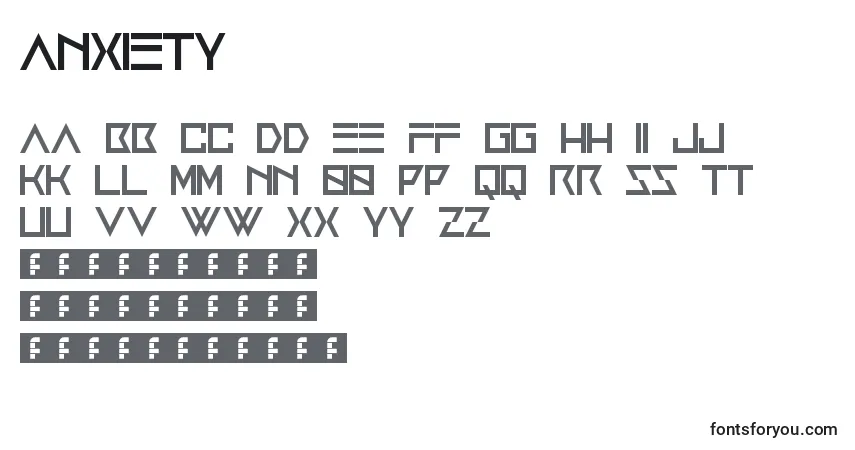 Шрифт Anxiety – алфавит, цифры, специальные символы
