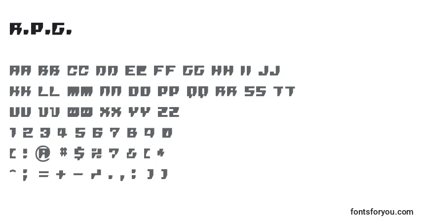 A fonte R.P.G. – alfabeto, números, caracteres especiais
