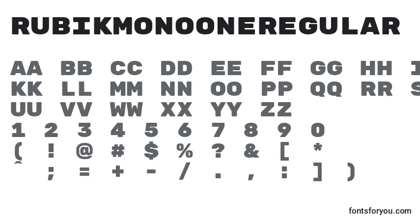 Czcionka RubikmonooneRegular – alfabet, cyfry, specjalne znaki