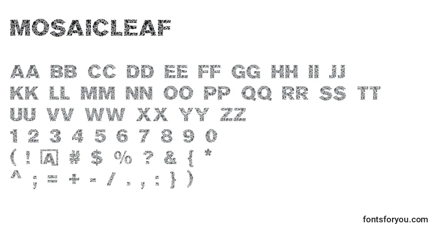 Czcionka MosaicLeaf – alfabet, cyfry, specjalne znaki