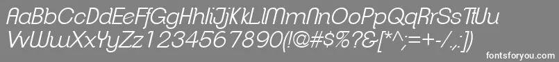 Шрифт ClementepdafLightitalic – белые шрифты на сером фоне