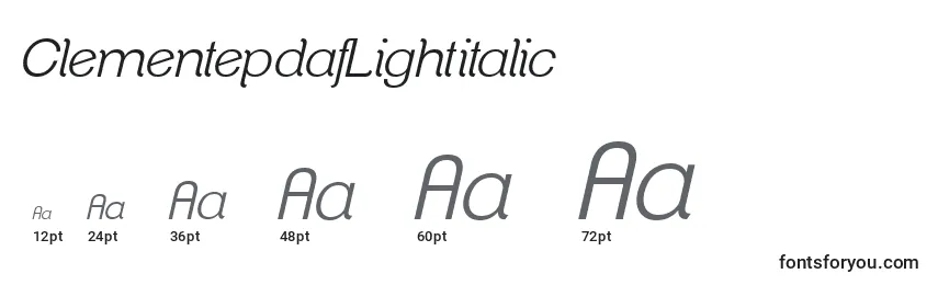 ClementepdafLightitalic Font Sizes