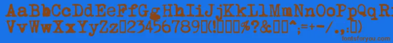 フォントMomВґstypewriter – 茶色の文字が青い背景にあります。