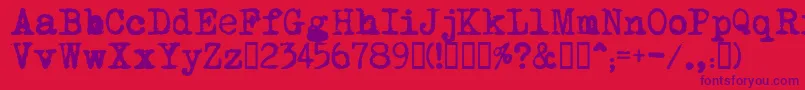 MomВґstypewriter-Schriftart – Violette Schriften auf rotem Hintergrund
