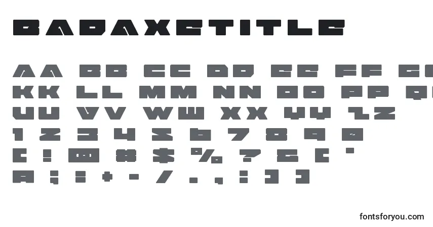Schriftart Badaxetitle – Alphabet, Zahlen, spezielle Symbole
