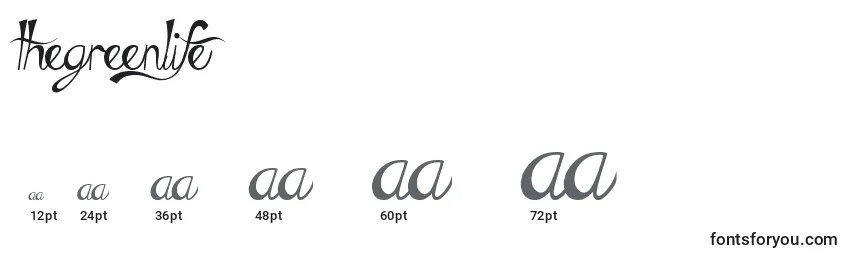 TheGreenLife Font Sizes