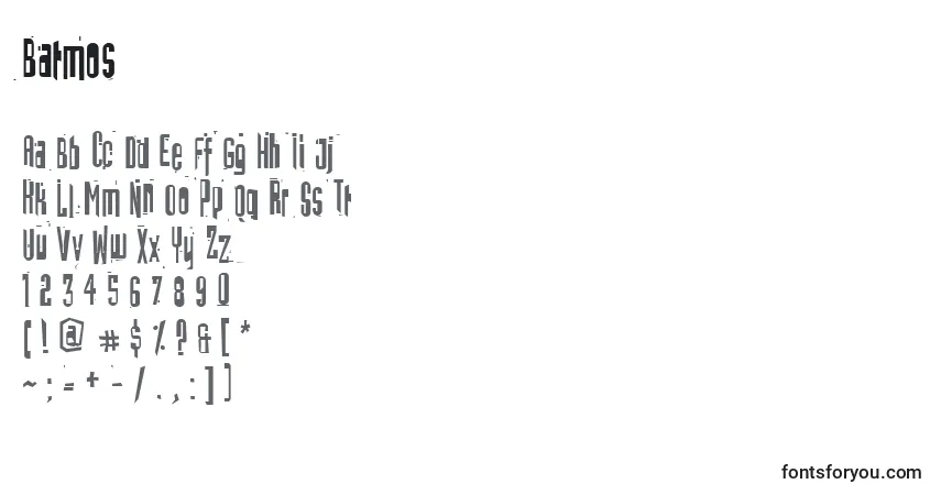 Czcionka Batmos – alfabet, cyfry, specjalne znaki