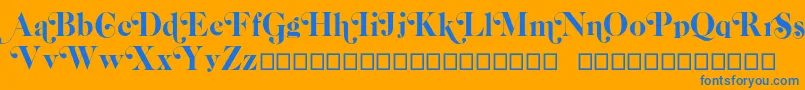 Casloncpswash-Schriftart – Blaue Schriften auf orangefarbenem Hintergrund