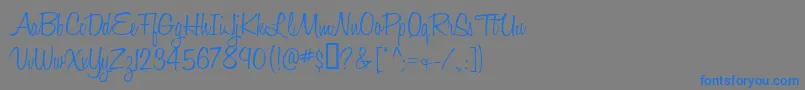 フォントHoneyscript – 灰色の背景に青い文字