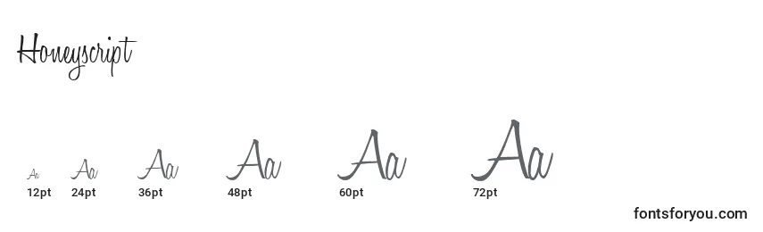 Honeyscript Font Sizes