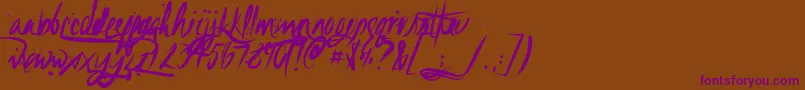 UnfoldingtragTextured-Schriftart – Violette Schriften auf braunem Hintergrund