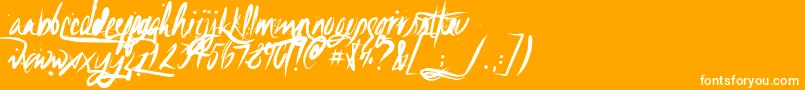 UnfoldingtragTextured-Schriftart – Weiße Schriften auf orangefarbenem Hintergrund