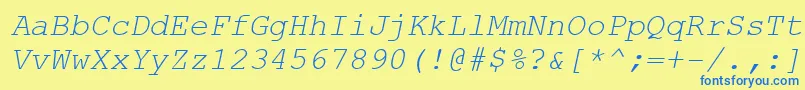 CourierNewCeItalic Font – Blue Fonts on Yellow Background